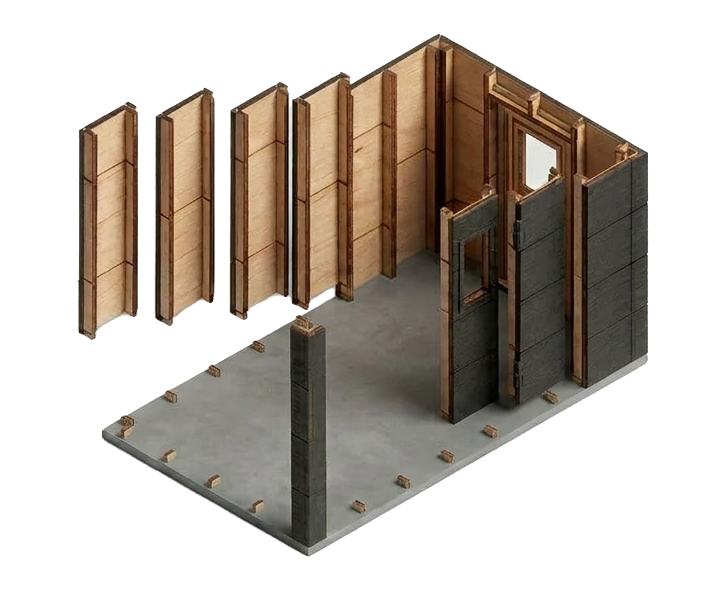 Isometrische weergave van het Kinsaa modulaire schuursysteem