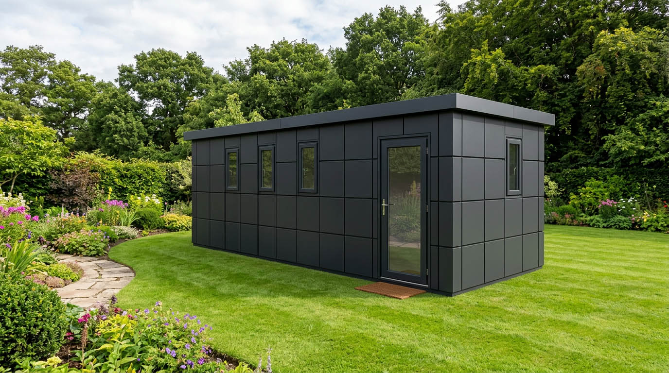 Grote Kinsaa schuur in groene tuin